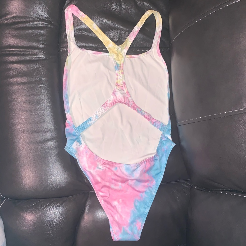 Anthro Solid & Striped Tie-Dyed One Piece Swimsuit - Picture 4 of 8